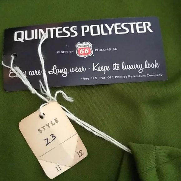 Vintage Blouse 60s Phillips 66 Green Chiffon Clown Ruffle Special Occasion NOS - Picture 3 of 9